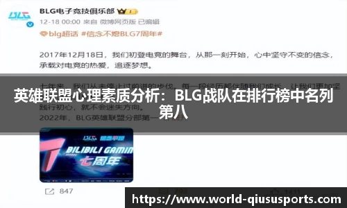 英雄联盟心理素质分析：BLG战队在排行榜中名列第八